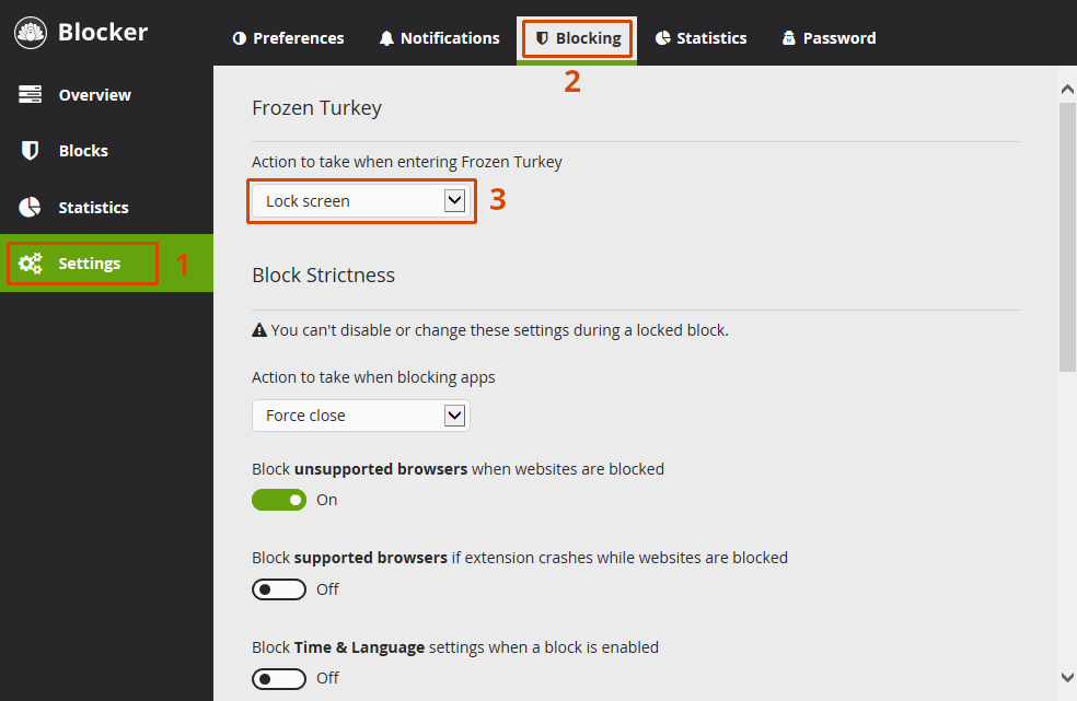 Cold Turkey Blocker interface"