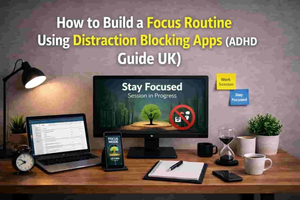 How to Build a Focus Routine Using Distraction Blocking Apps (ADHD Guide UK) workspace setup