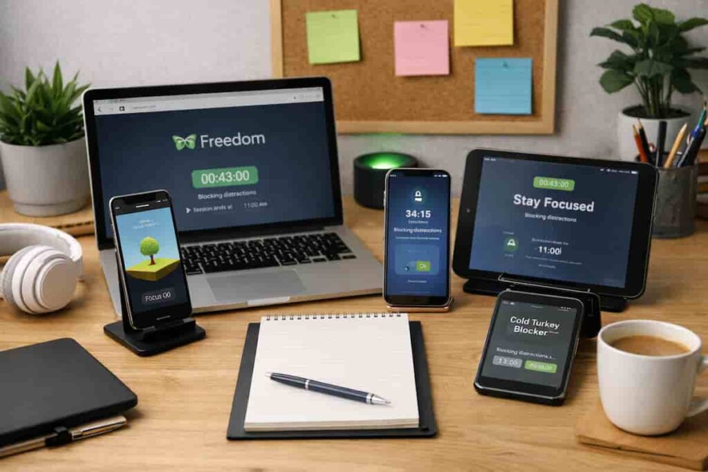How to Choose the Best Distraction Blocking App for ADHD UK workspace setup example