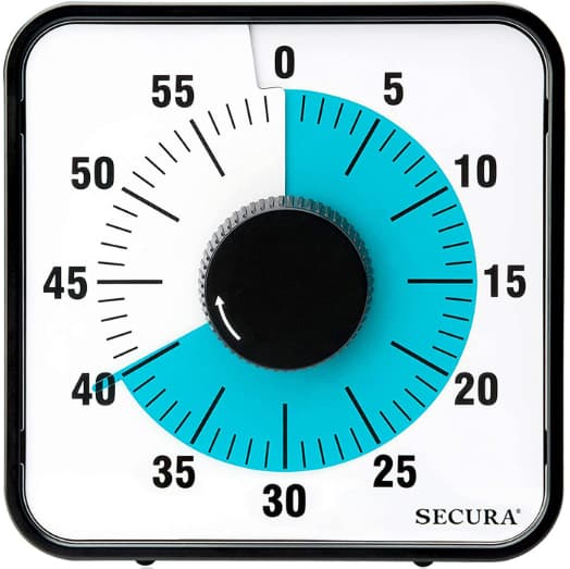 Secura 60-Minute Visual Timer budget countdown timer for ADHD focus and study