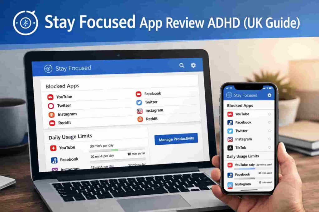 Stay Focused App Review ADHD (UK Guide) app dashboard blocking distractions