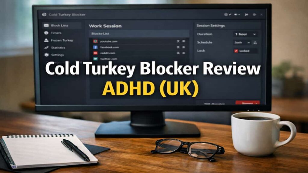 Cold Turkey Blocker Review ADHD (UK) distraction blocking app interface on desktop