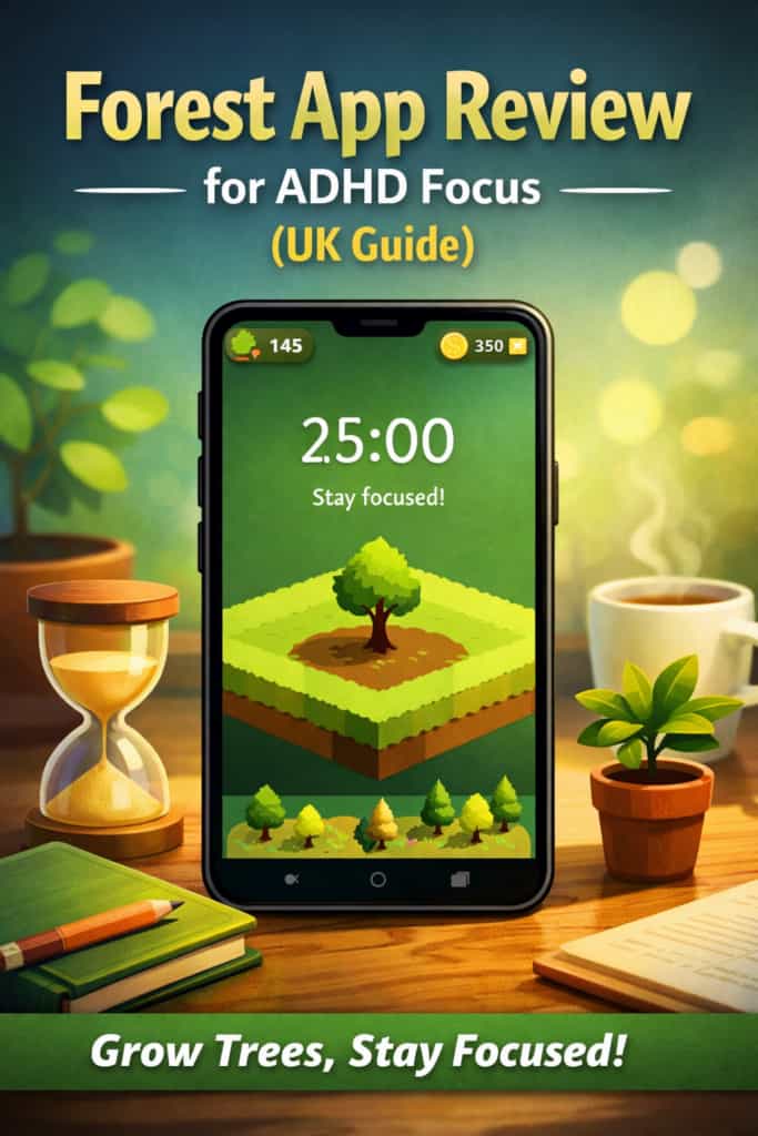 Forest App Review for ADHD Focus (UK Guide) productivity app interface on smartphone
