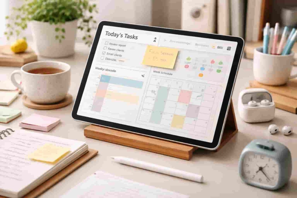 How to build an ADHD productivity system using a tablet UK workspace setup