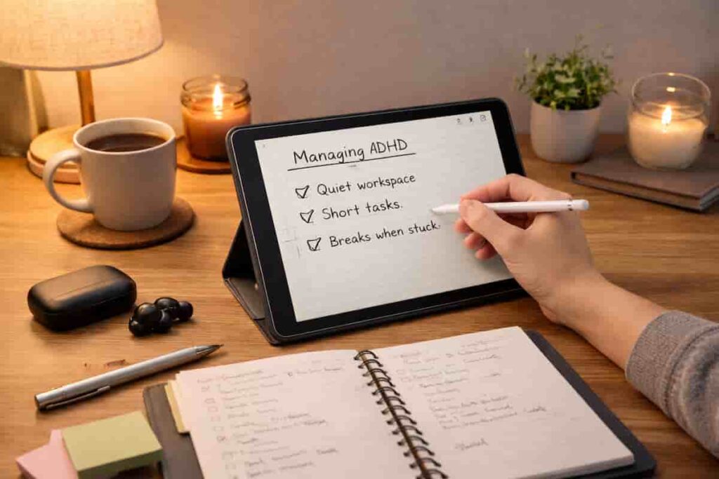 How to Stay Focused Using a Tablet during a calm ADHD planning session