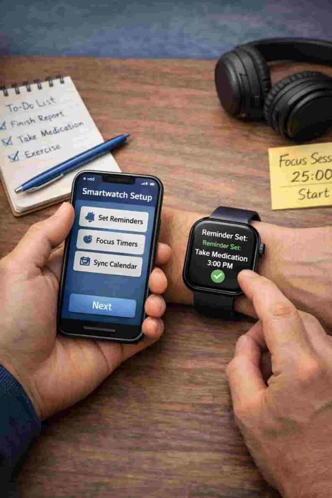 smartwatch ADHD time management reminders wrist notification setup UK