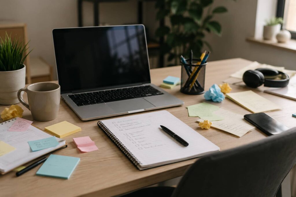 ADHD Task Overwhelm Makes Productivity Systems Fail with simple task list timer and calm workspace support
