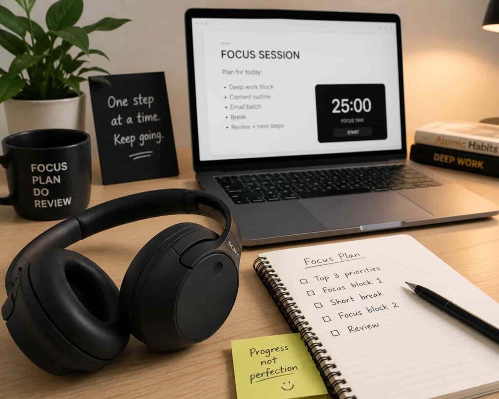 Sony WH-CH720N ADHD focus desk setup