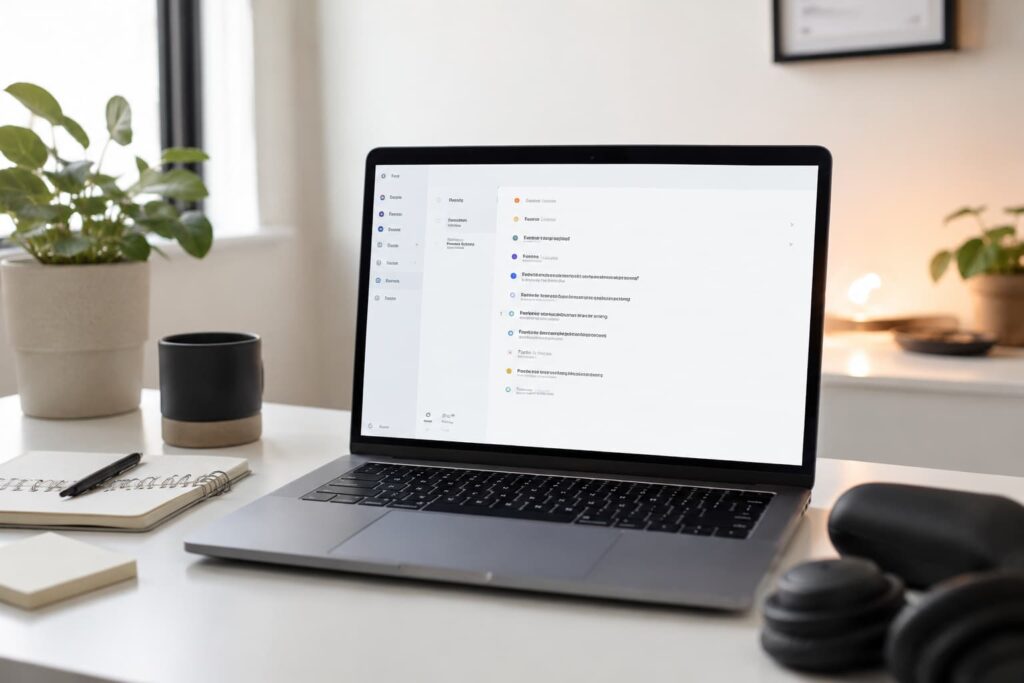 Todoist productivity app for ADHD task organisation on tablet and laptop workspace