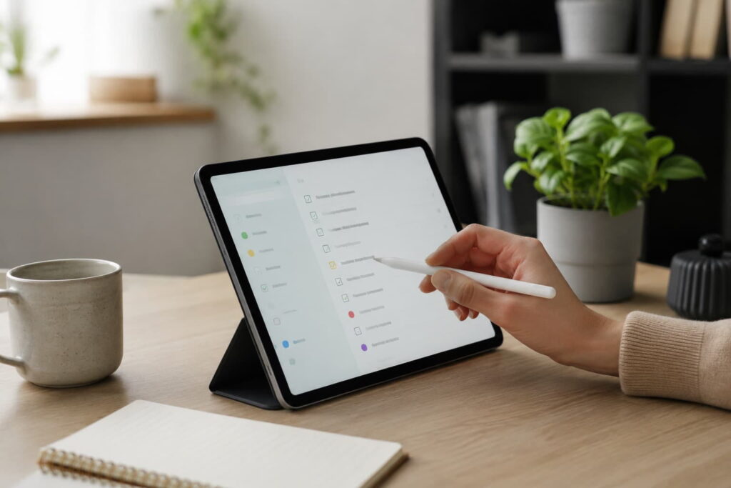 Best Calendar Apps for ADHD Time Management UK guide showing calendar apps on a phone and laptop