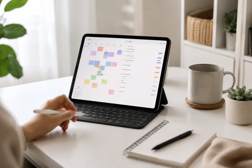 How to Build an ADHD Calendar System That Actually Works ADHD-friendly calendar setup on tablet"