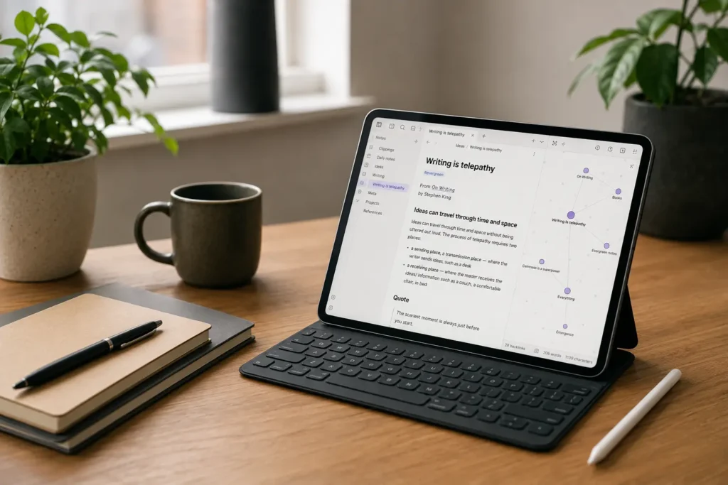 Obsidian linked notes app for Best Note-Taking Tools for ADHD Productivity
