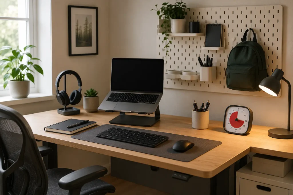 Building an ADHD Focus Workspace That Reduces Friction with a calm and practical desk layout