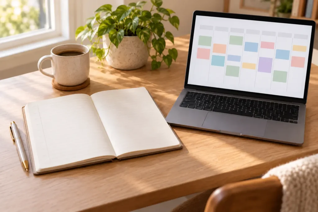 Daily vs Weekly Planning for ADHD with a weekly overview beside a short daily task list